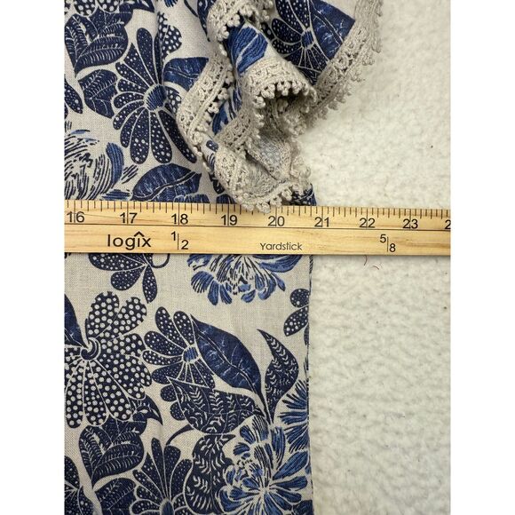 Luisa Perla Made In Italy‎ Crochet Trim Ruffle Sleeve Linen Lace Dress Large - Picture 4 of 8